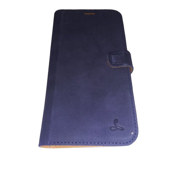 Snakehive Iphone Genuine Leather Case Navy Blue Tan Iphone Xs Card Slot Case - Picture 3 of 6
